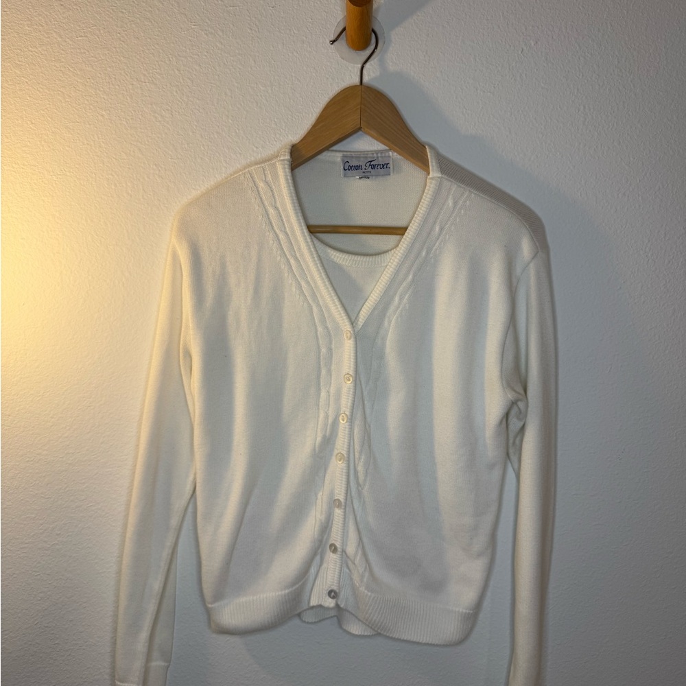 Trifari Ivory Button-Up Cardigan